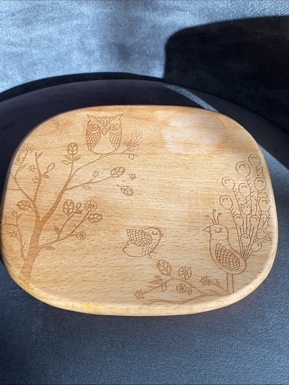 Talisman Designs Laser Engraved Beechwood Whimsical Woodland Bird Cheese Board